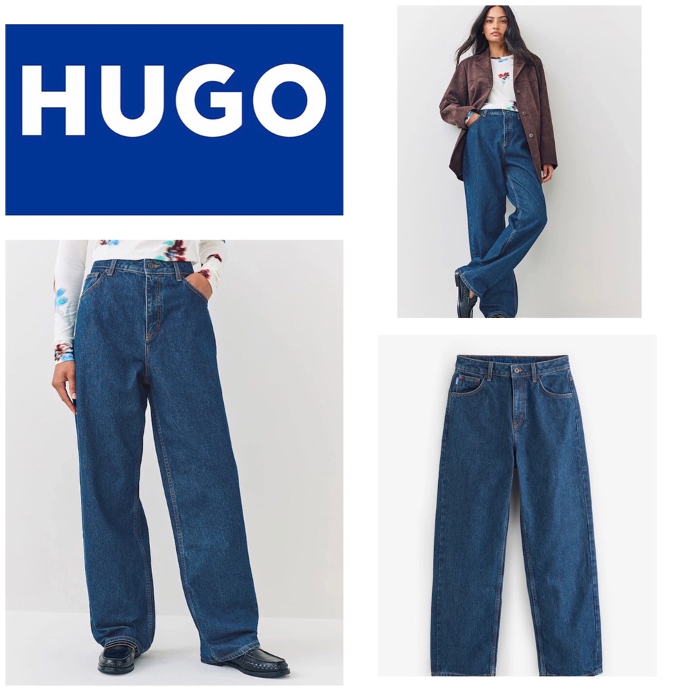 HUGO High-Waist Wide Leg Jeans in Deep Blue